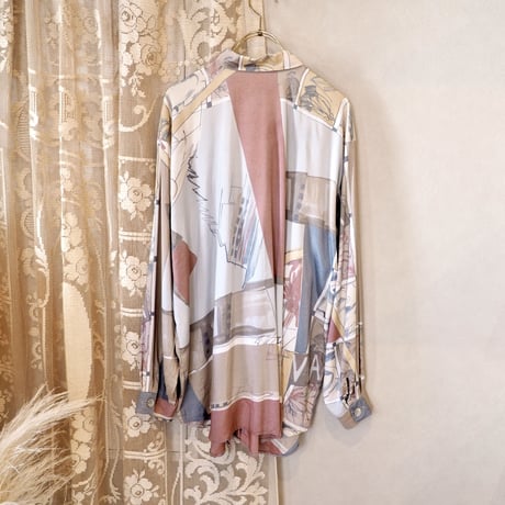 vintage abstract print oversized blouse