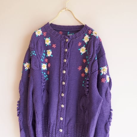 vintage floral embroidered folk cardigan