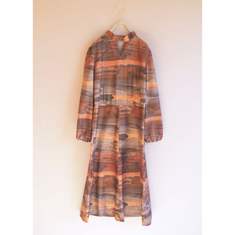 70s abstract print house midi dress
