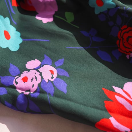 70s "Courtaulds Tricel" puff sleeve floral maxi dress
