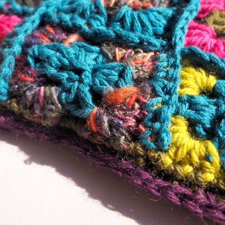 70〜80s plastic handle granny knit bag