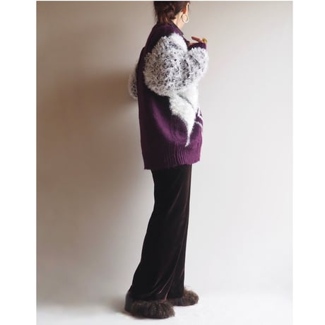 "Sangang" shaggy design knit cardigan