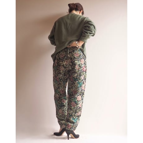 70s〜 ”Lilli Ann" floral beaded tapestry pants