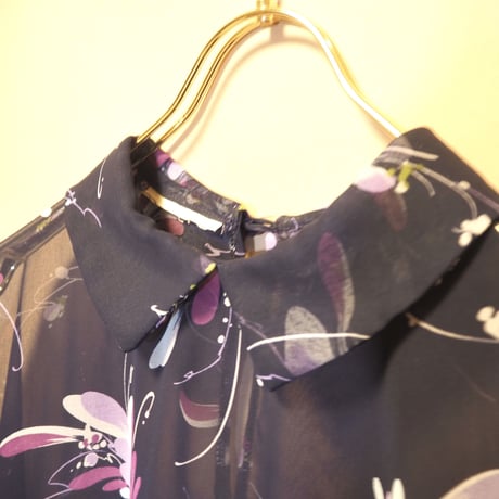 vintage navy sheer print dress