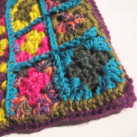 70〜80s plastic handle granny knit bag