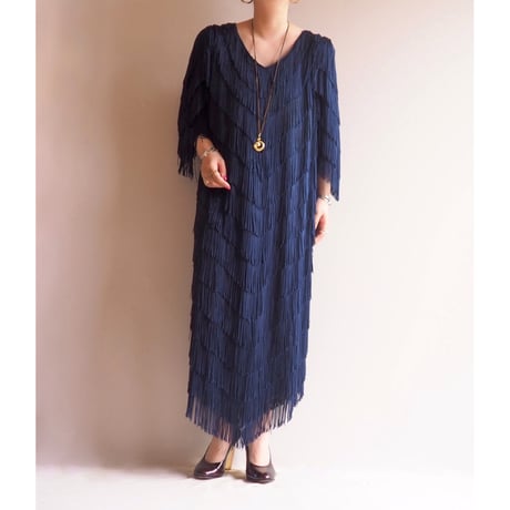 80s "Chez California" fringe midi dress