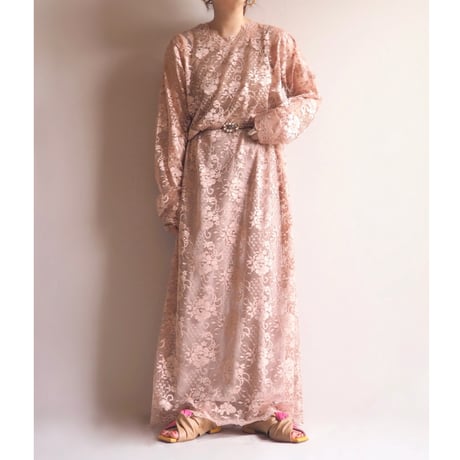 80s〜 tulle lace maxi dress