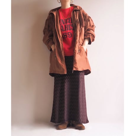 "Beautex" drawstring silk fringe jacket