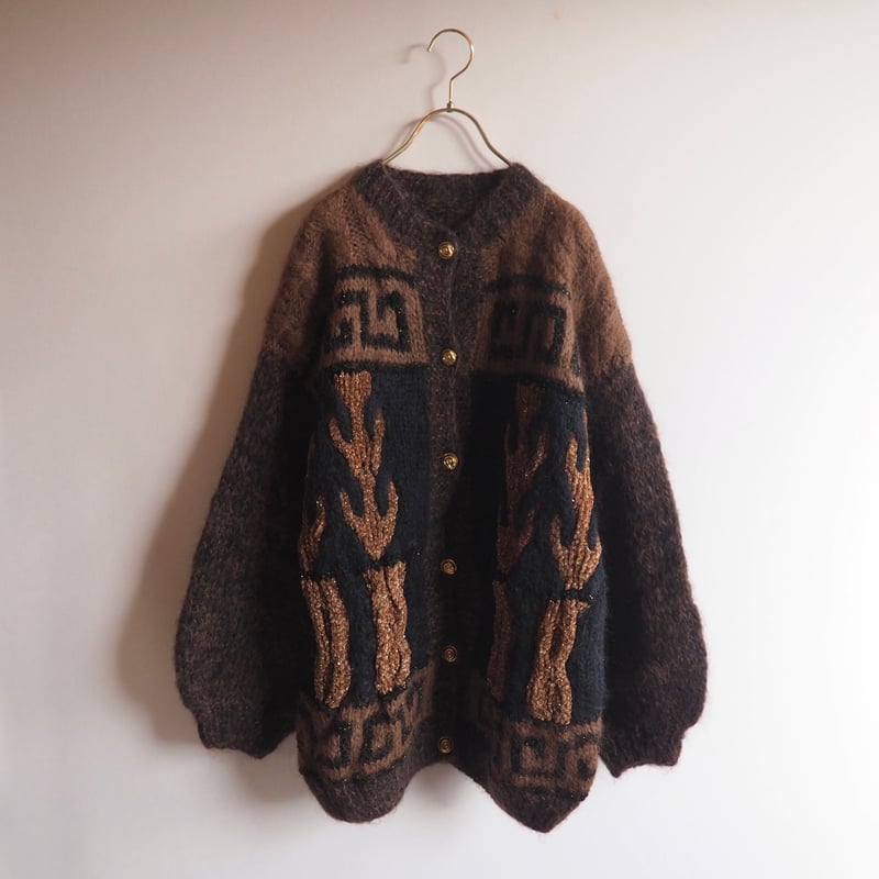 80〜90s fuzzy abstract design cardigan | Nia vi