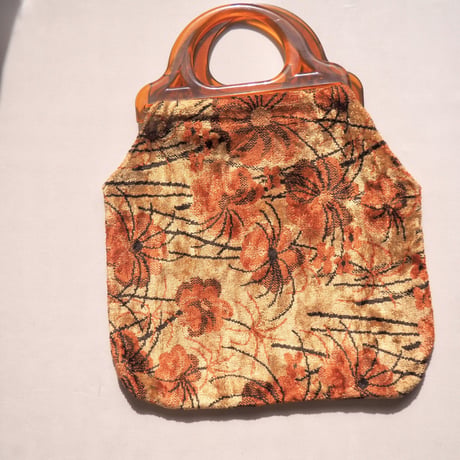60〜70s plastic handle tapestry bag