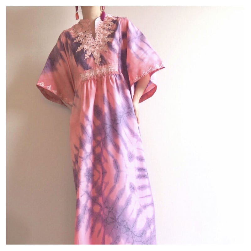 vintage embroidered tie dyed kaftan dress | Ni