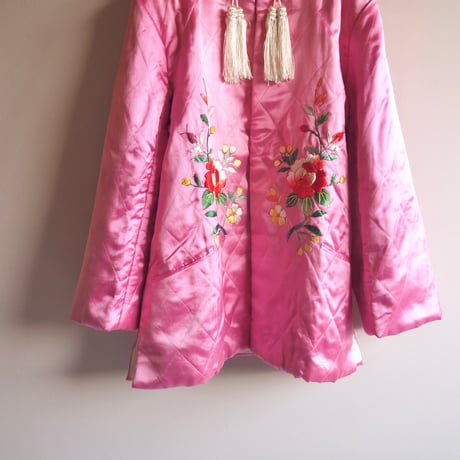 50〜60s chinese embroidered quilt jacket (pink)