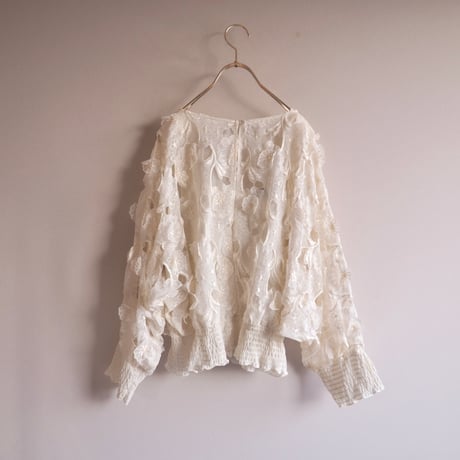 70〜80s "Andree Gaye" floral sheer blouse