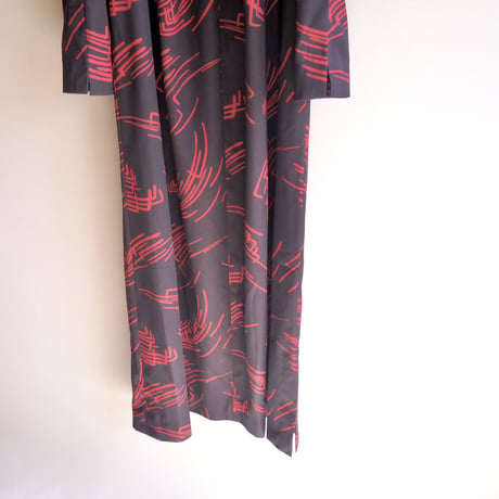 70s abstract l/s house maxi dress