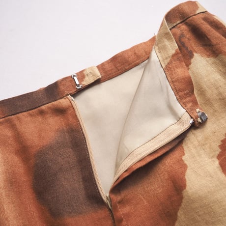 abstract print linen maxi skirt