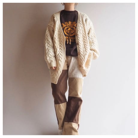 "LINTEX" popcorn oversized cardigan