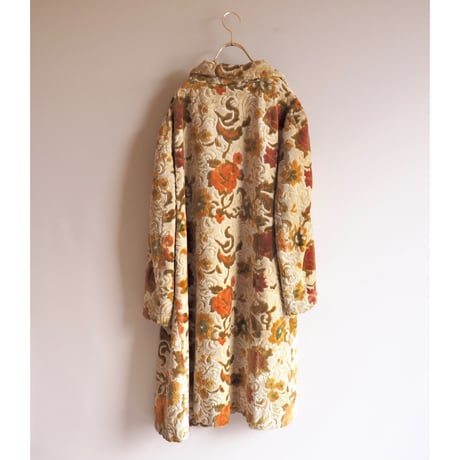60s〜 beige floral tapestry coat