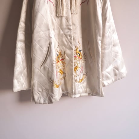 50〜60s chinese embroidered quilt jacket (ivory)