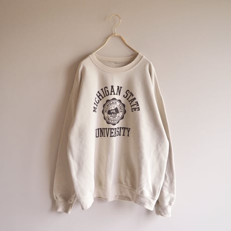 90s beige college print sweat