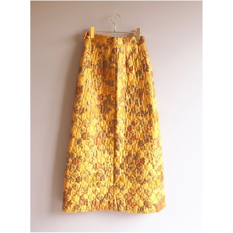60〜70s floral quilted maxi skirt