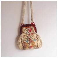 70s "Miriam LEFCOURT" lucite tapestry bag