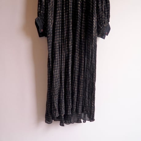 70〜80s balloon sleeve metallic gauze maxi dress