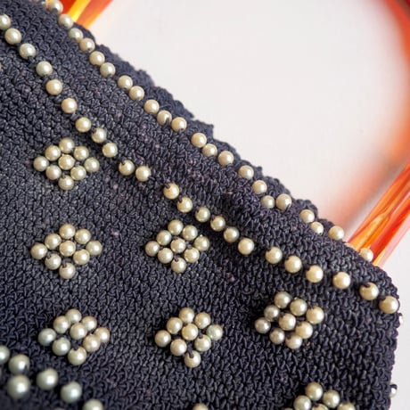 50〜60s pearl beads lucite woven bag