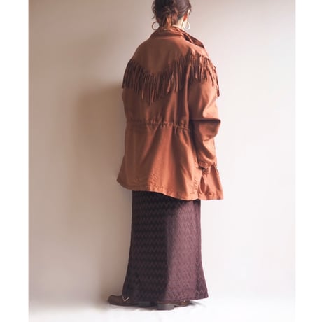 "Beautex" drawstring silk fringe jacket