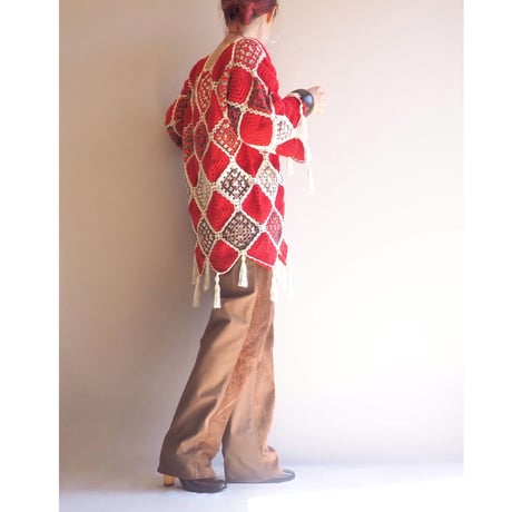 vintage granny crochet fringe tops