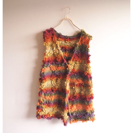 vintage multi color design knit vest
