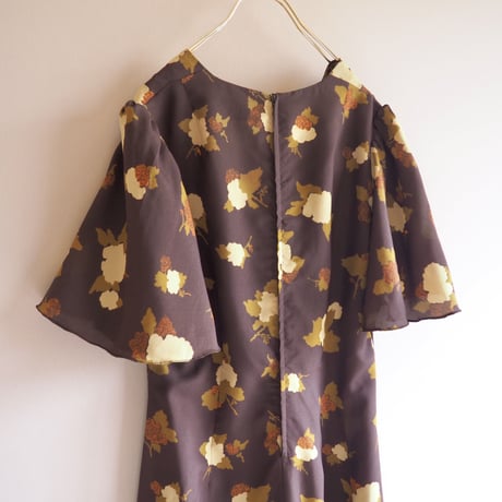 70s floral flare sleeve maxi dress