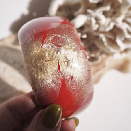 red flower wood bangle