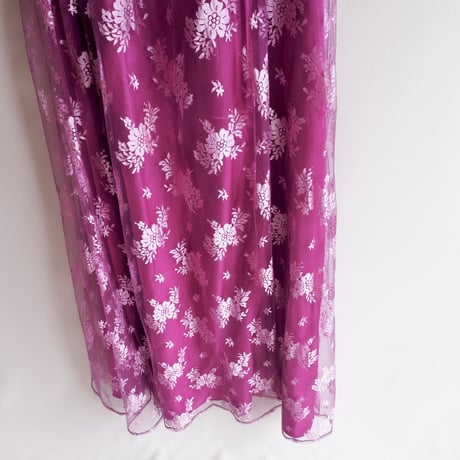 80s purple tulle lace maxi dress