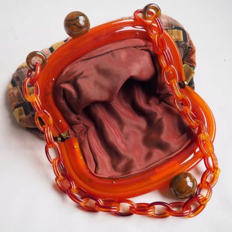 60〜70s lucite chain velvet bag