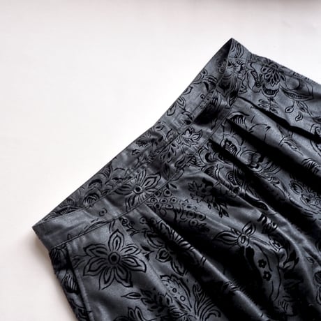 90s flocky floral high waist tapered pants