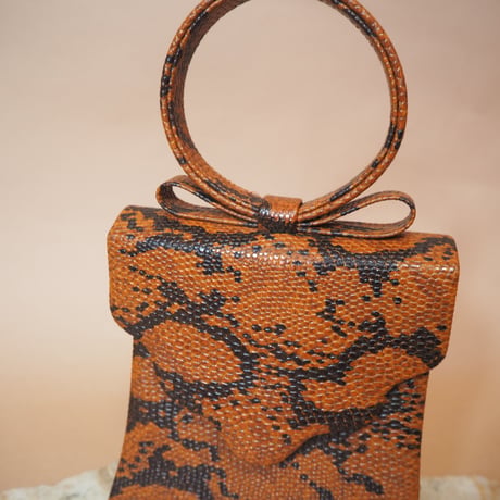 faux lether brown python mini bags