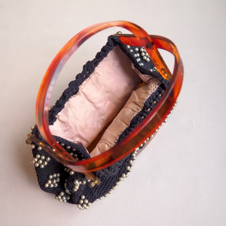 50〜60s pearl beads lucite woven bag