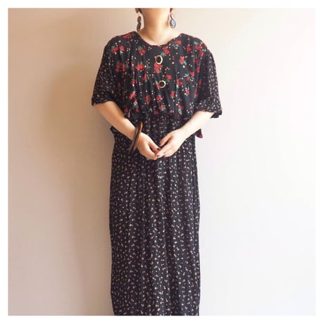 vintage floral s/s maxi dress