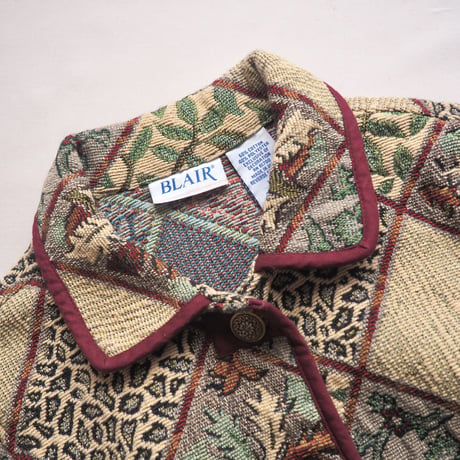 "BLAIR" floral pattern tapestry jacket