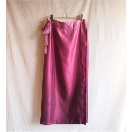 vintage Divine bordeaux satin wrap maxi skirt