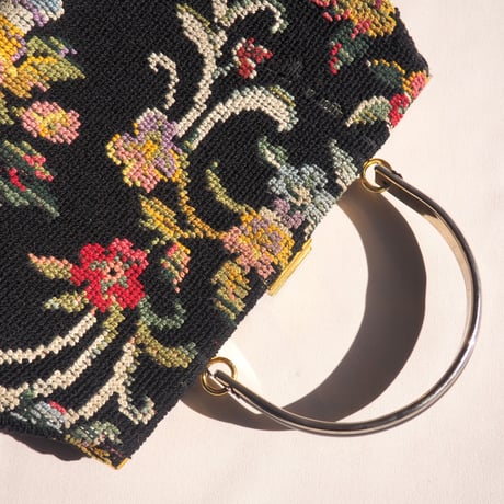 70s〜 floral needlepoint tapestry bag