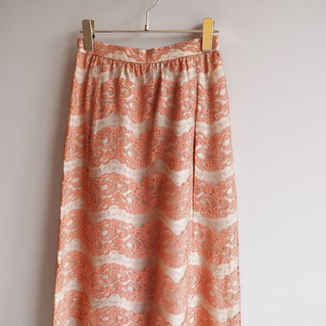 80s peach lace maxi skirt
