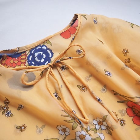 70s floral sheer kaftan dress