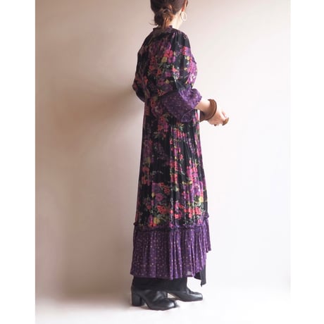 vintage floral semi sheer midi dress