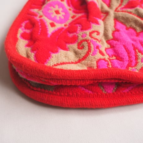 70s bamboo handle tapestry bag