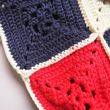 vintage tricolore color granny knit bag