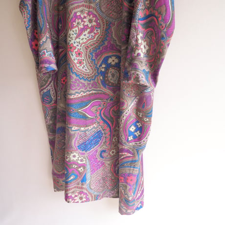 80s floral × paisley oversized design midi dress