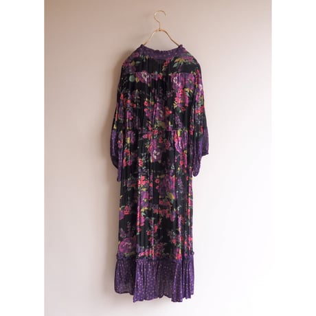 vintage floral semi sheer midi dress