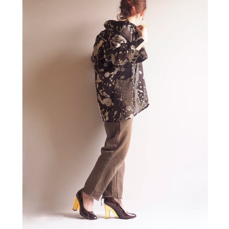 "Boutique EUROPA" brown sheer floral blouse