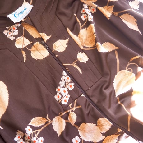 70〜80s "Conrad" floral & leaf house maxi dress